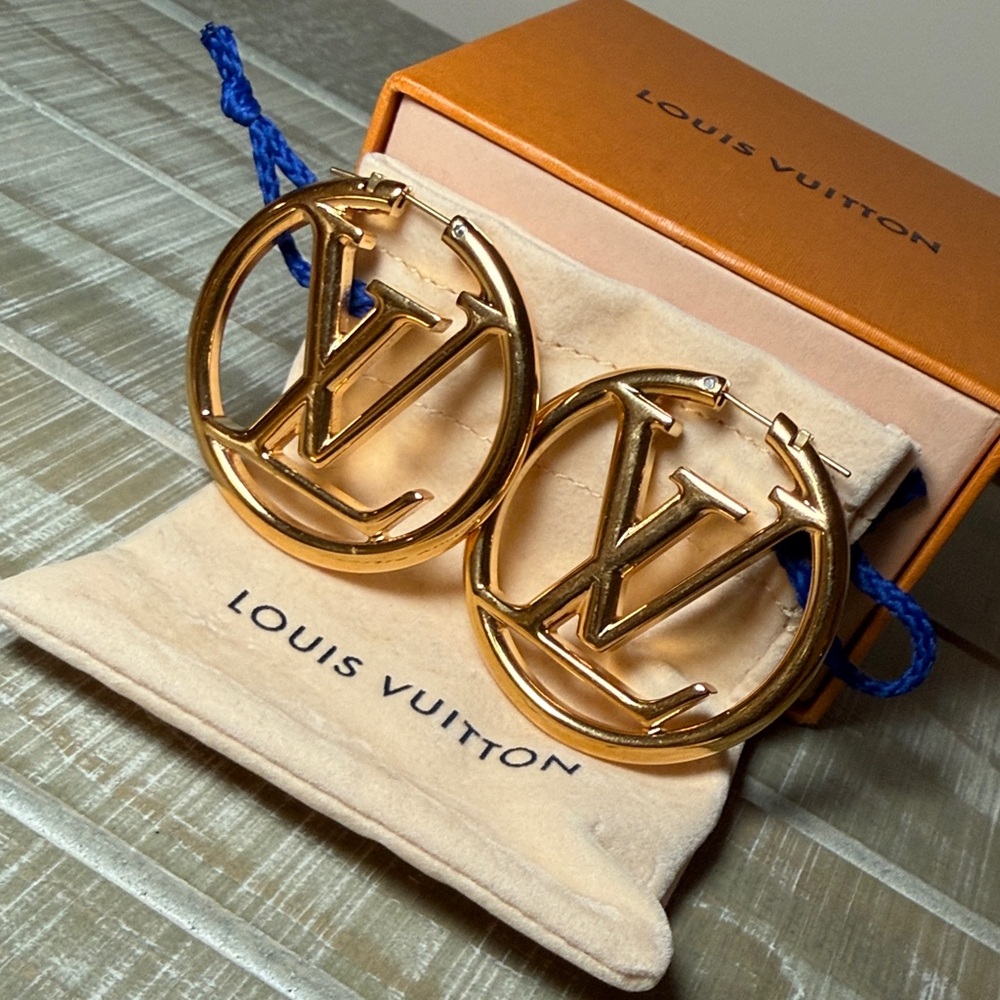 Louis Vuitton Gold Logo Earrings - Picture 3 of 5